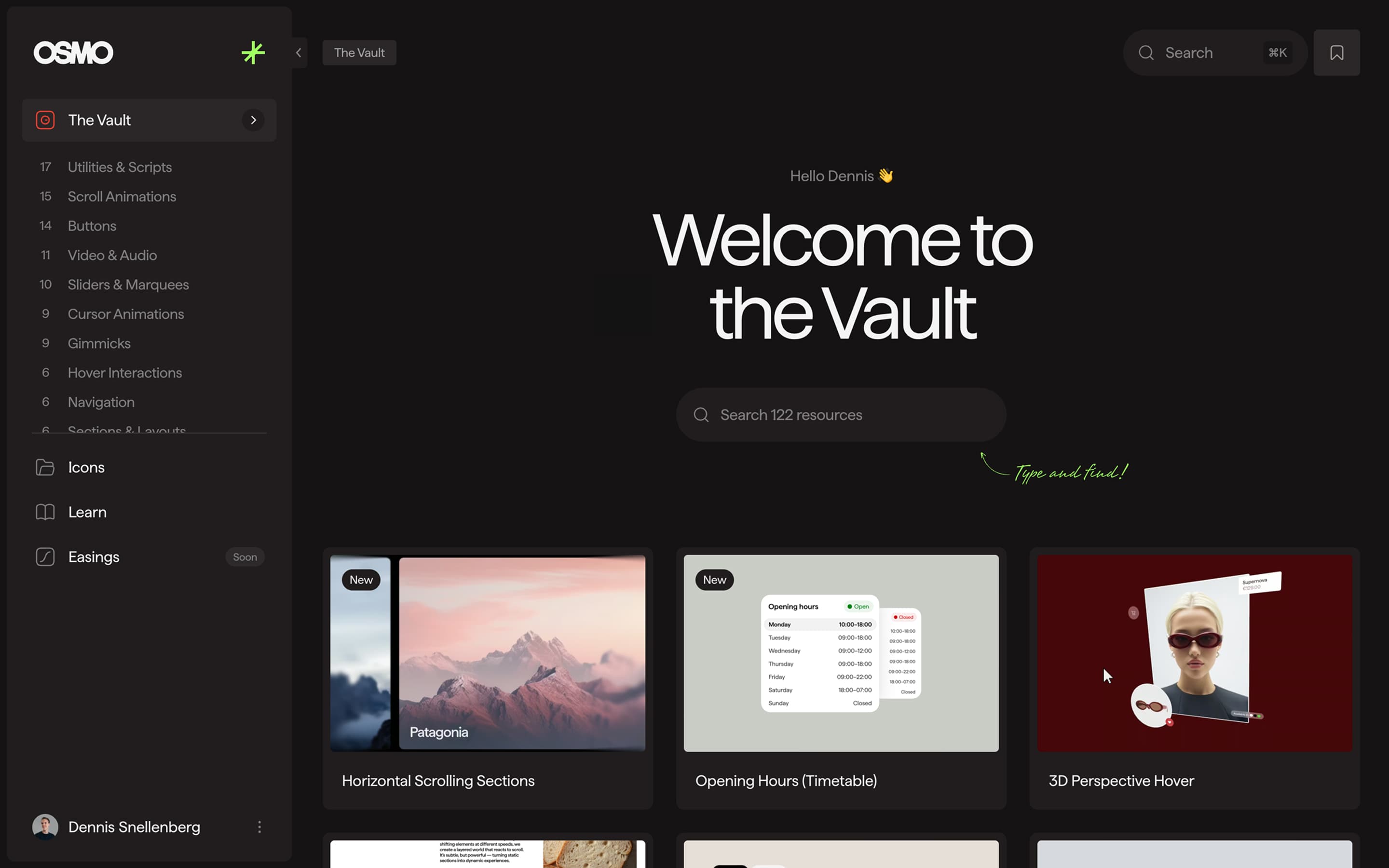 Osmo Vault Dashboard Preview